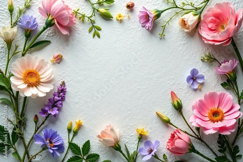 Delicate wildflowers & vines, pastel hues on textured weave, vines, pastels