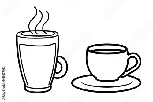 coffee cup line sketch tea icon vector illustration