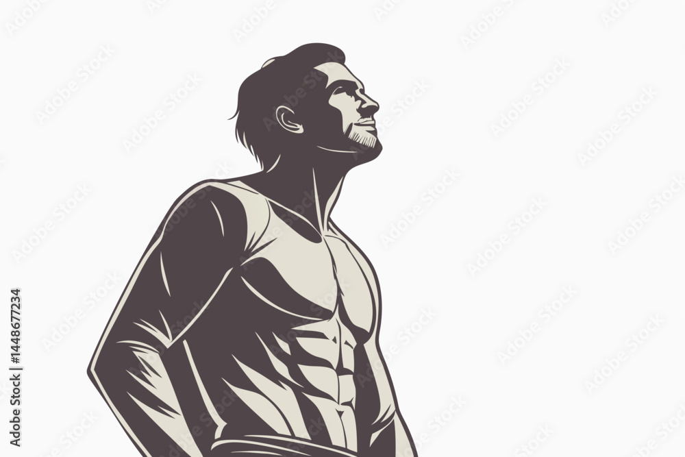 Vector Illustration of Muscular Male Torso with Dramatic Shadow Lighting Vector Illustration of Muscular Male Torso with Dramatic Shadow Lighting