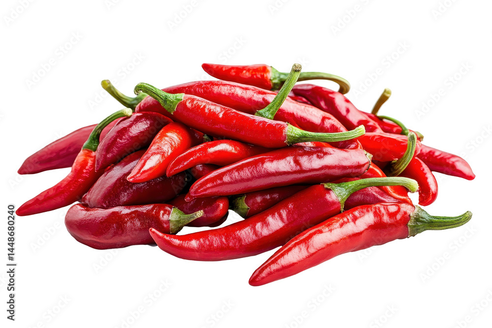 Isolated Pile of Red Chili Peppers Isolated Pile of Red Chili Peppers