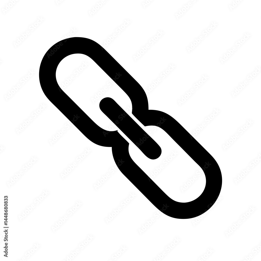 Simple bold chain link icon representing connectivity, hyperlinks, strength, or relationship in digital and physical contexts.
Simple bold chain link icon representing connectivity, hyperlinks, strength, or relationship in digital and physical contexts.