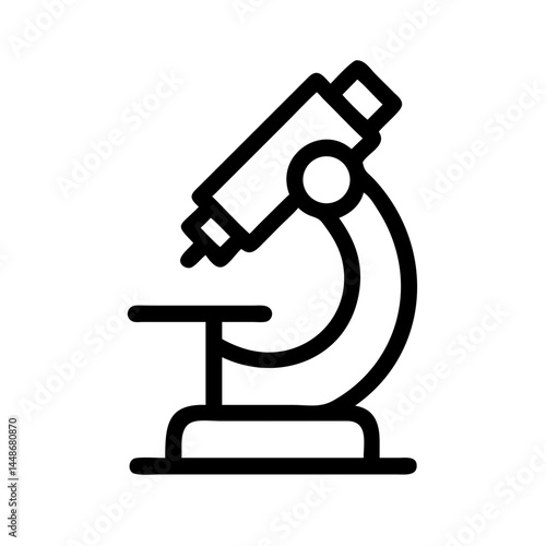 Minimalist black microscope icon symbolizing scientific research, medical labs, and biology education in a clean vector style.
