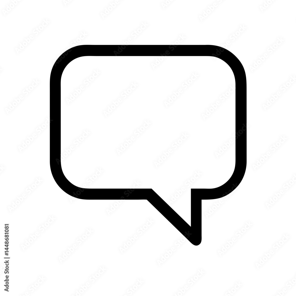 Outlined speech bubble icon symbolizing chat, communication, dialogue, or messaging in digital and social media interfaces.
Outlined speech bubble icon symbolizing chat, communication, dialogue, or messaging in digital and social media interfaces.