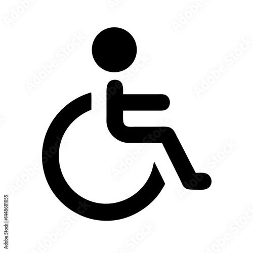 Black wheelchair symbol icon representing accessibility, disability support, inclusion, or ADA compliance in public and digital spaces.
