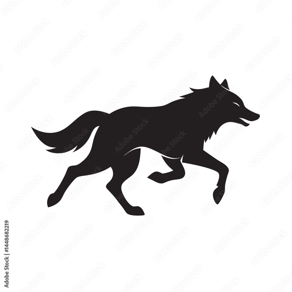 Fototapeta premium Running wolves in pack silhouette formation