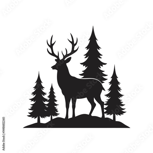 Stag standing proud in bold silhouette form