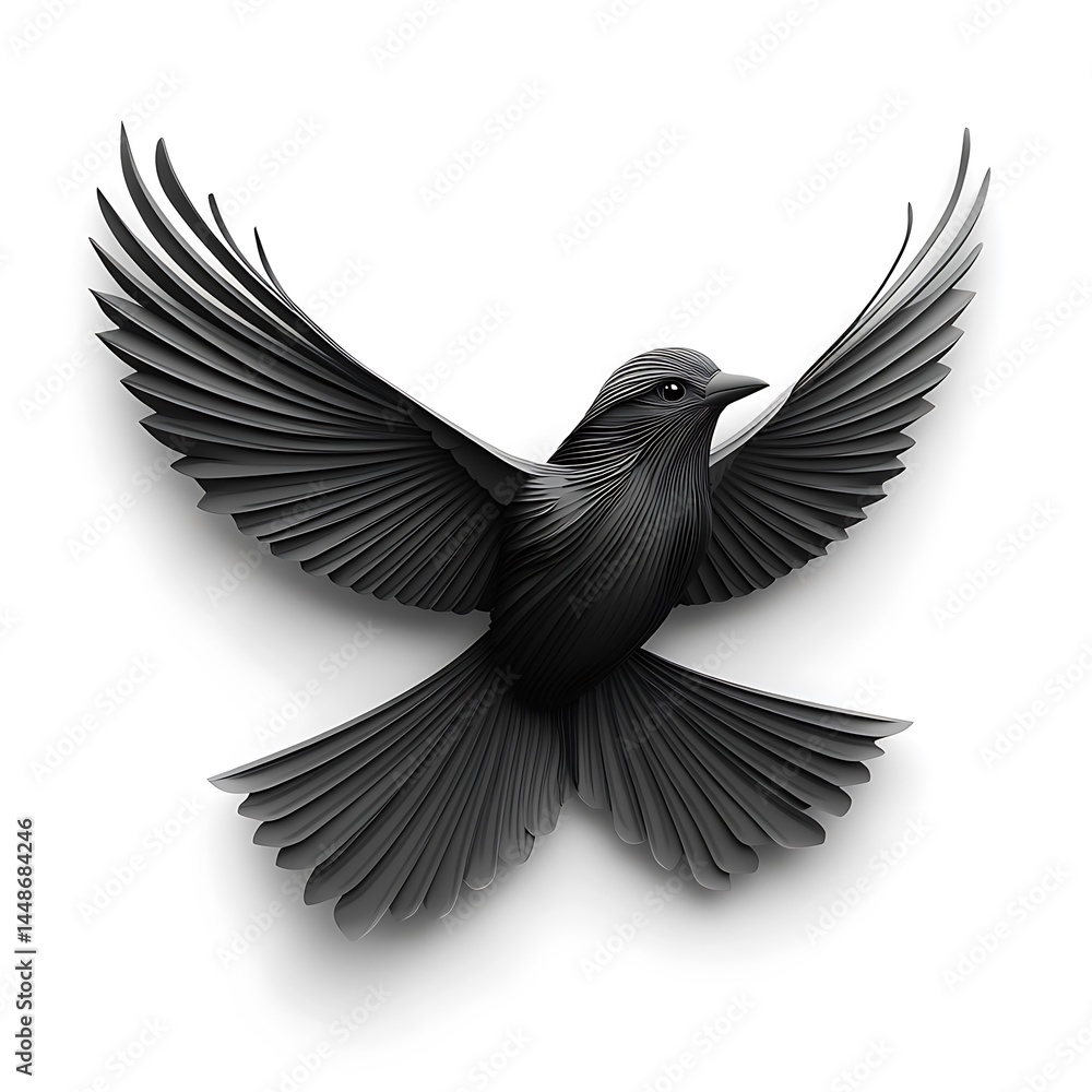 Obraz premium Elegant Silhouette Of A Bird With Wings Spread High Resolution Photo
