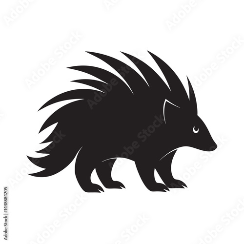 Porcupine walking with silhouette spikes