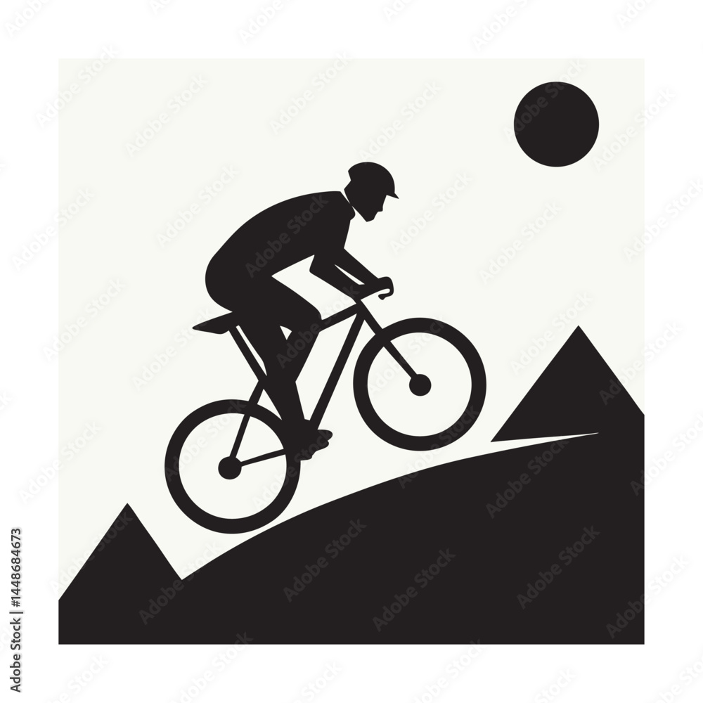 Fototapeta premium Mountain cyclist in adventure silhouette