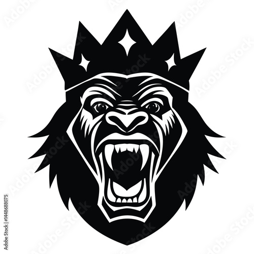 Wallpaper Mural Powerful Gorilla King Majestic Crowned Ape Illustration Torontodigital.ca