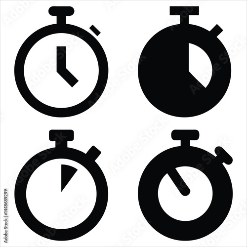 Stopwatch silhouette, simple, minimalist, vector