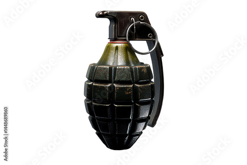 Military style hand grenade on a transparent background