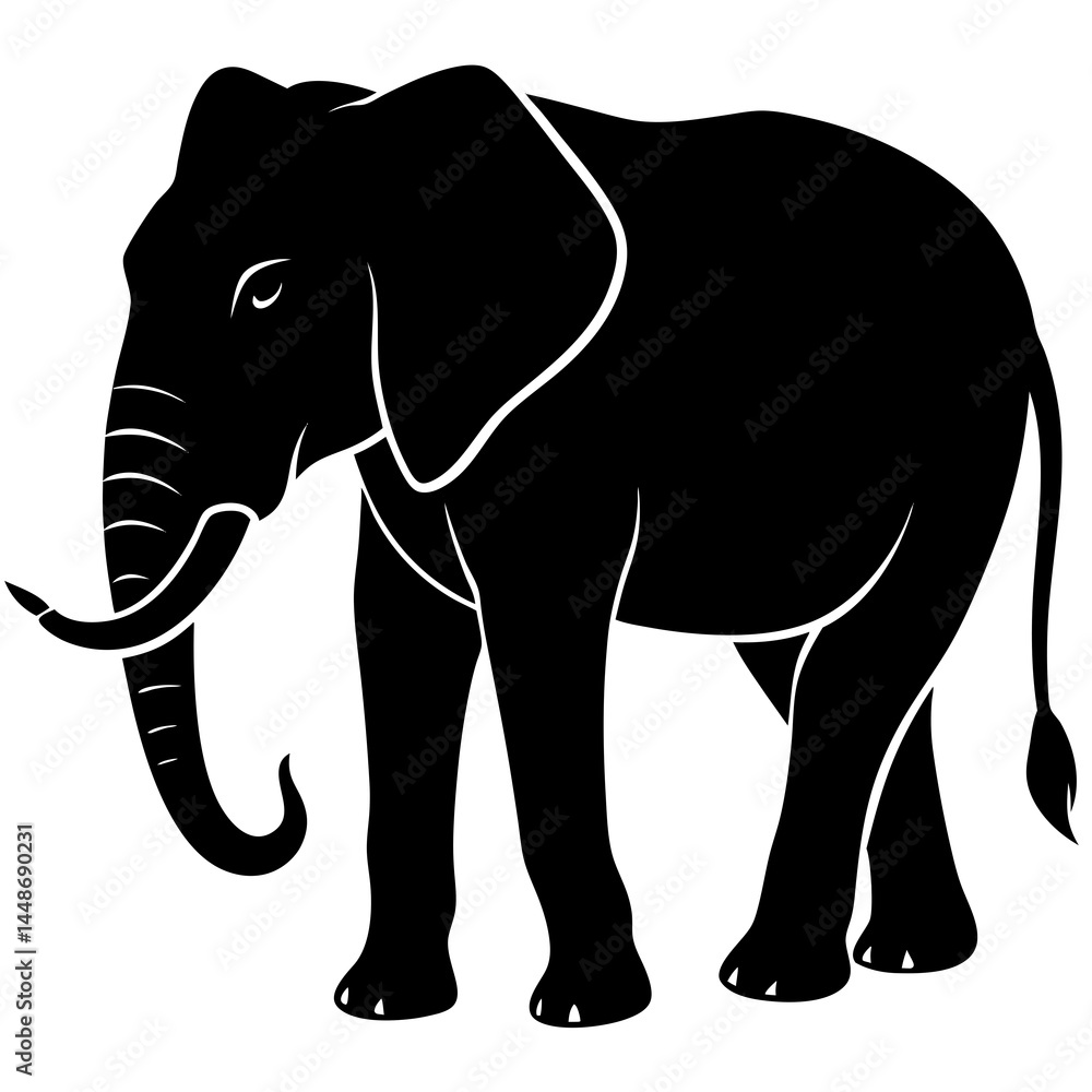 Fototapeta premium elephant silhouette vector illustration on white background
