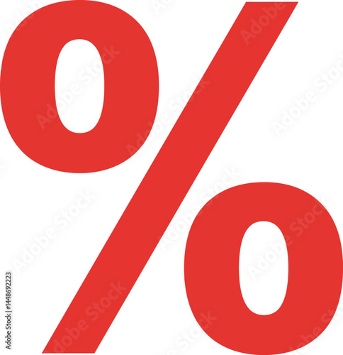 Red Percentage Symbol Icon Simple Vector Illustration on White Background for Finance and Discounts 