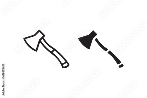 Axe tool icon in outline and solid style Vector