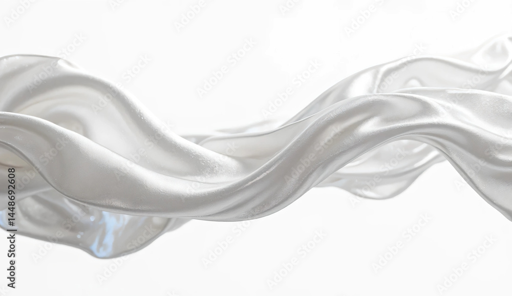 Obraz premium Silk glossy white cloth fluttering in the wind and white background. Material for composition.