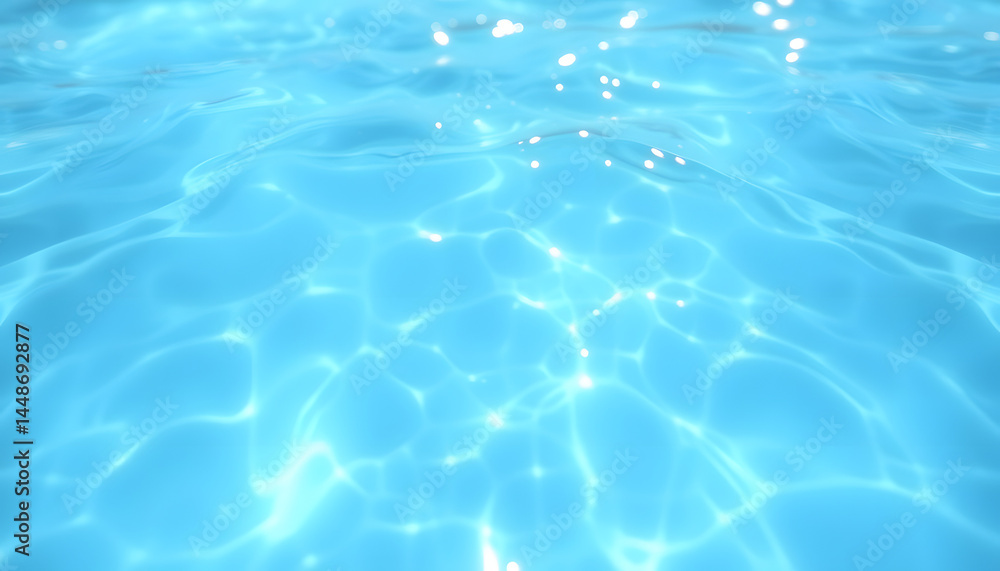 Blurred transparent blue colored clear water surface texture. Water waves in sunlight. Copy space, cinematic. with white shades Blurred transparent blue colored clear water surface texture. Water waves in sunlight. Copy space, cinematic. with white shades