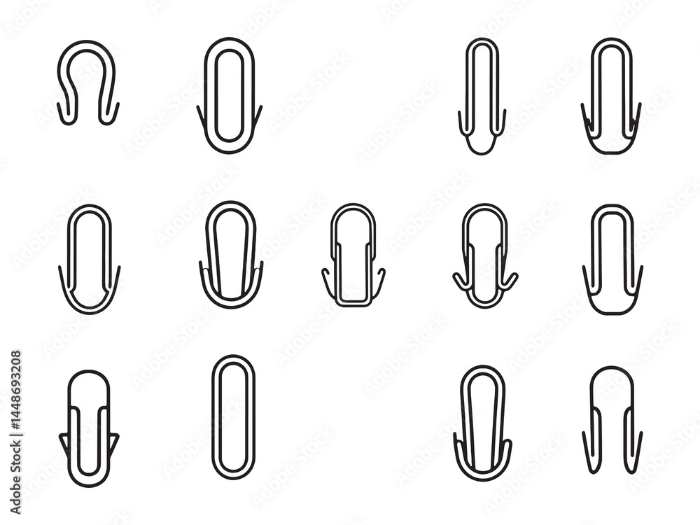Elegant Line Art Illustration of Small Paper Clips Elegant Line Art Illustration of Small Paper Clips
