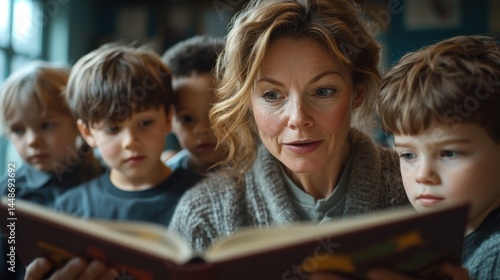 Teacher reading to children
