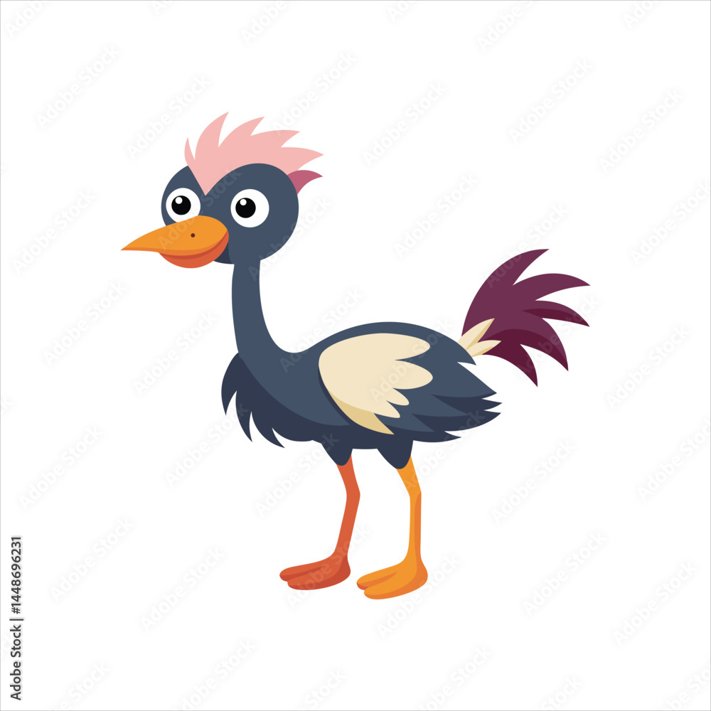 Fototapeta premium Ostrich Logo Icon Cartoon Bird Vector Illustration