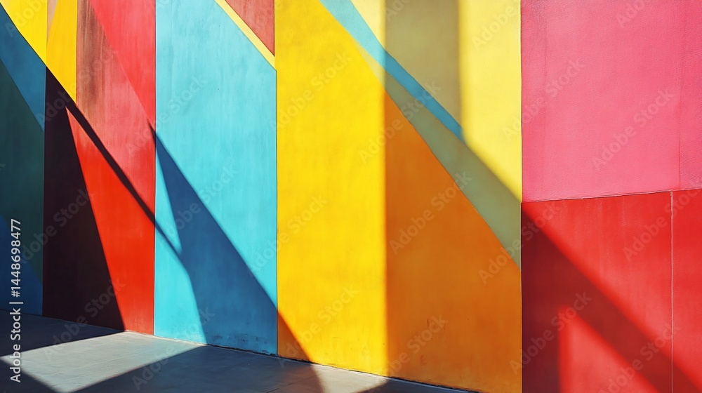 Obraz premium Vibrant Colorful Geometric Wall Design with Sharp Shadows
