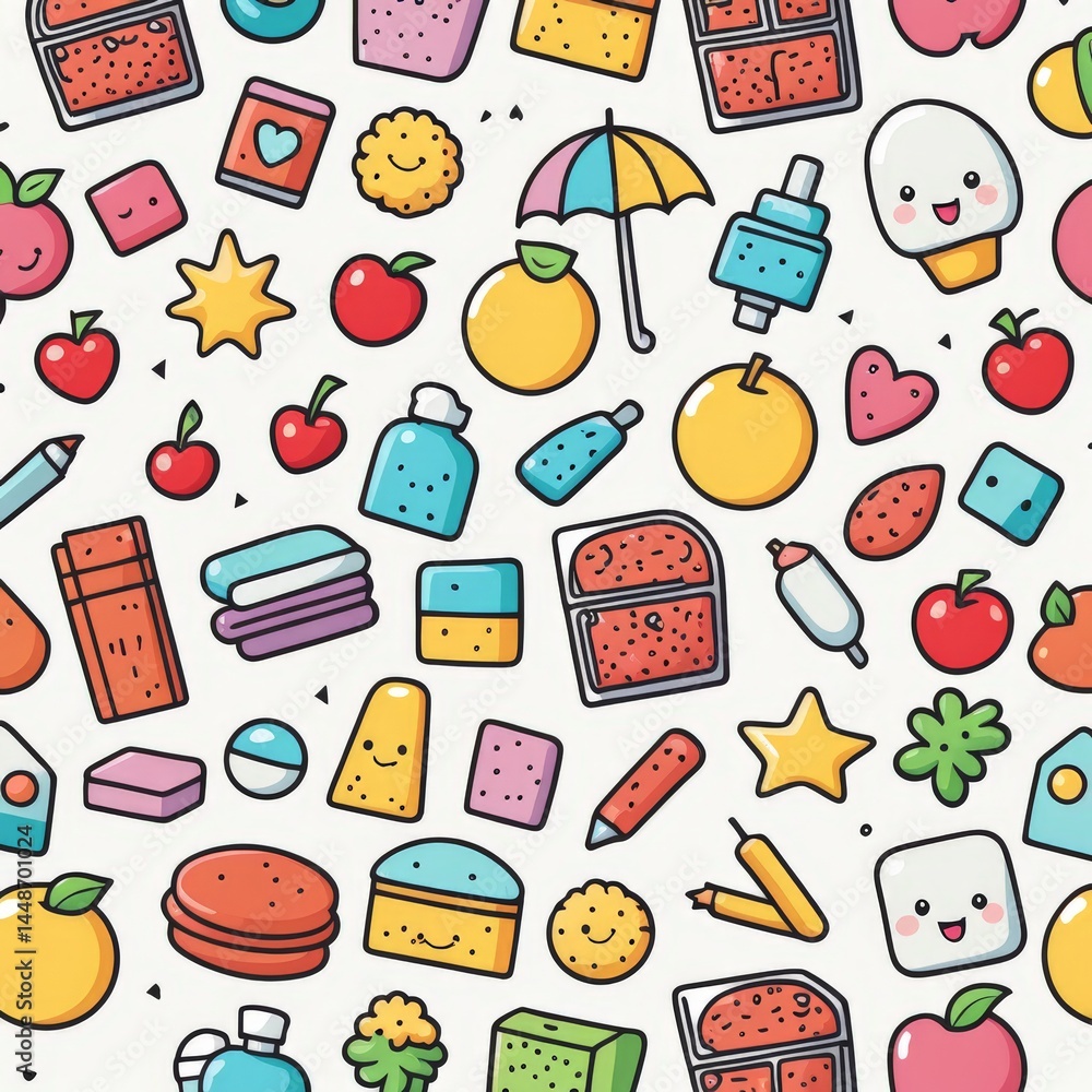 vector seamless pattern with fruits, berries, sweets, ice cream, sweets. vector seamless pattern with fruits, berries, sweets, ice cream, sweets.