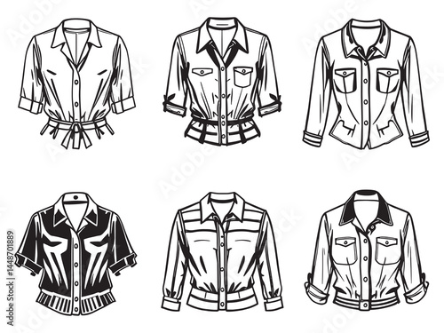 elegant pencil blouse line art fashion drawing