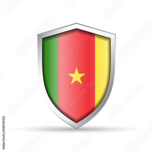 Free Download Cameroon Flag Glossy Shield Icon - GFXLoad