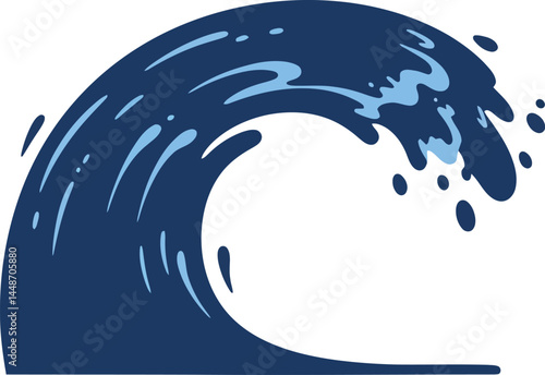 Ocean wave vector illustration with blue color splash design for water and sea themes 