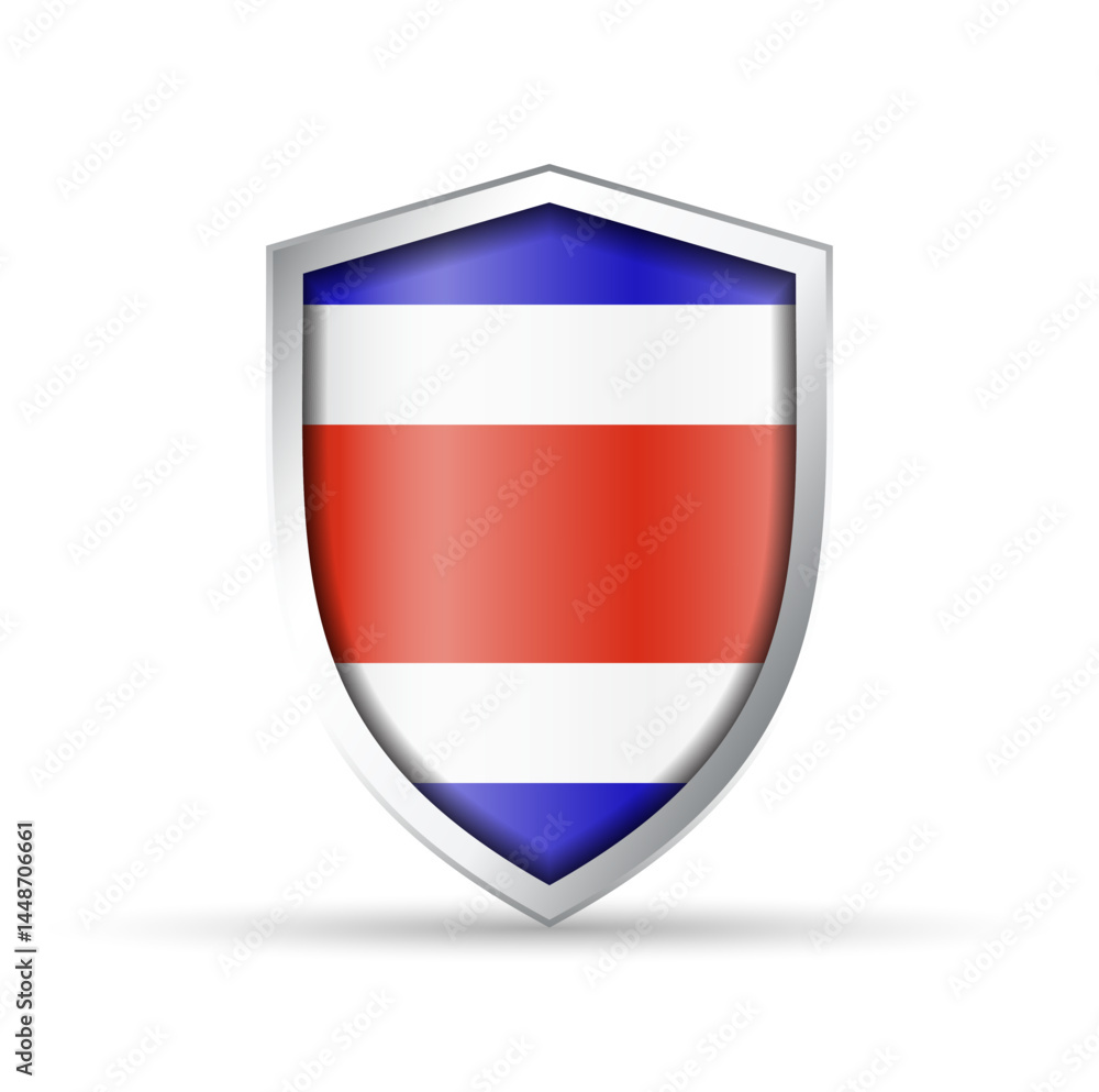 Costa Rica Flag Glossy Shield Icon Costa Rica Flag Glossy Shield Icon