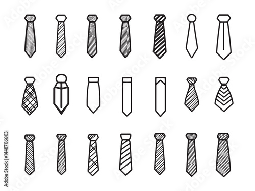 Elegant Silk Tie Line Art Design for Fashion Illustration
