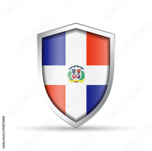 Free Download Dominican Republic Flag Glossy Shield Icon - GFXLoad