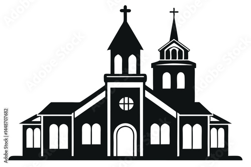Church vector silhouette white background 