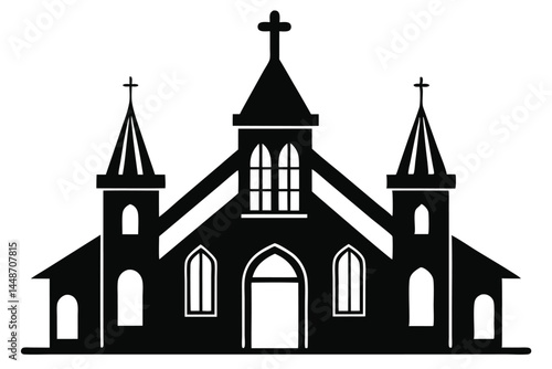 Church vector silhouette white background 
