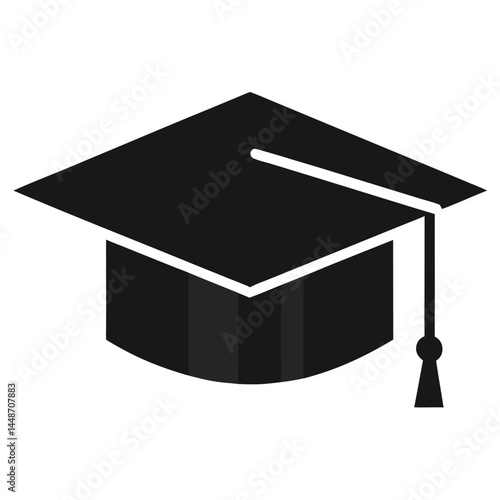 graduation cap, mortarboard, academic symbol, black and white, minimalist design, flat icon, education graphic, tassel, square academic cap, achievement symbol, university emblem, commencement icon