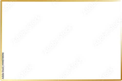 Golden square frame for greeting card or flyers or social media post Rectangular gold frame and glow effects on a transparent background