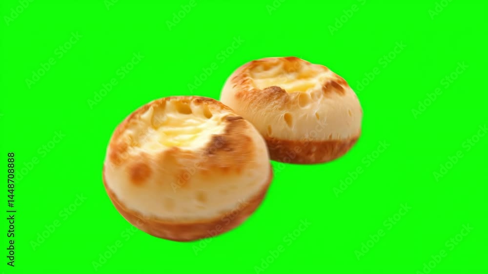 Delicious cheese bread rolls floating on a green screen background creating a delightful culinary showcase Delicious cheese bread rolls floating on a green screen background creating a delightful culinary showcase