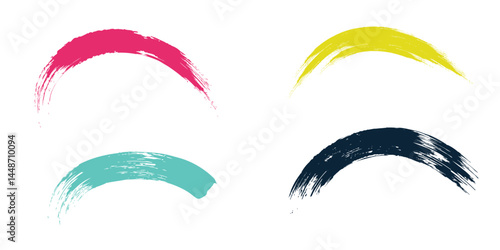 Brush strokes vector. yellow, blue, dark blue, backgrounds. Colorful set of text boxes. Paintbrush collection. Dirty brush texture banners .eps 10