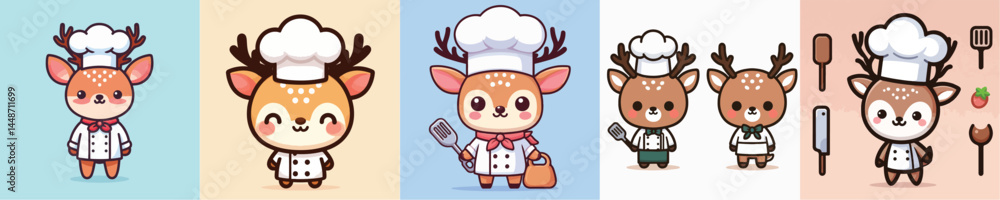 cute deer vector cosplay chef cute deer vector cosplay chef