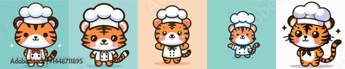 cute tiger vector cosplay chef