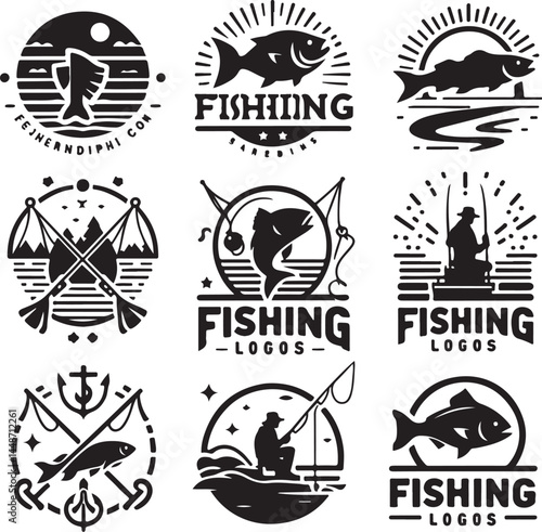  Vector Fishing logos badges