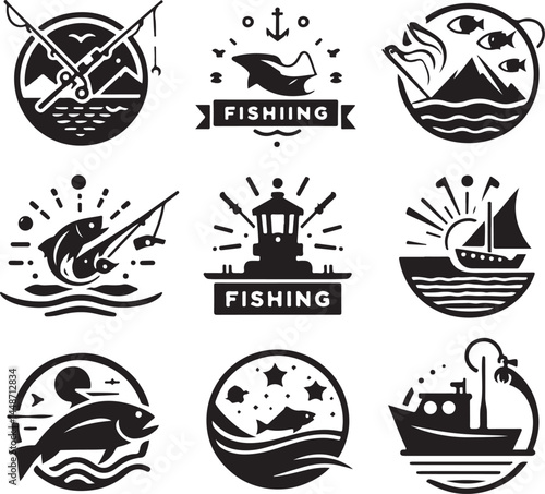  Vector Fishing logos badges