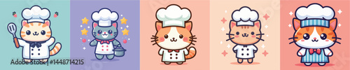 cute cat vector cosplay chef