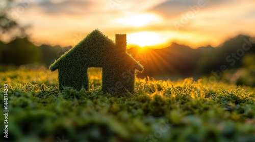 Eco-friendly home at sunset