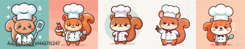 cute squirrel vector cosplay chef