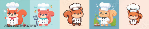 cute squirrel vector cosplay chef