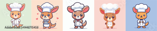 cute kangaroo vector cosplay chef