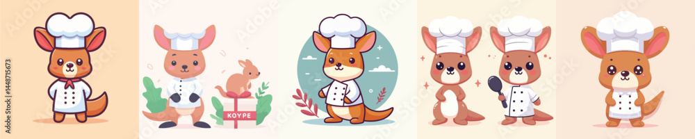 cute kangaroo vector cosplay chef