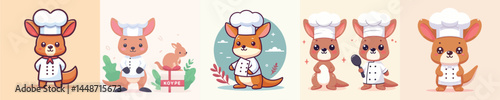 cute kangaroo vector cosplay chef