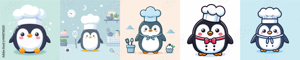 cute penguin vector cosplay chef cute penguin vector cosplay chef